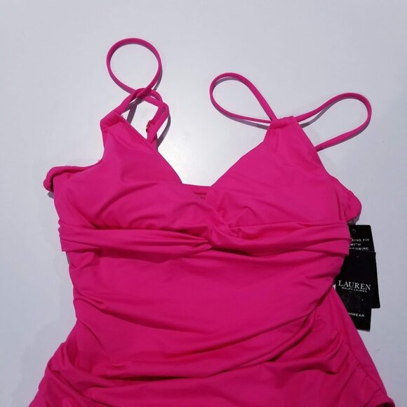Lauren Ralph Lauren Double Strap Tummy Control One Piece Swimsuit Size 8 - Picture 5 of 10